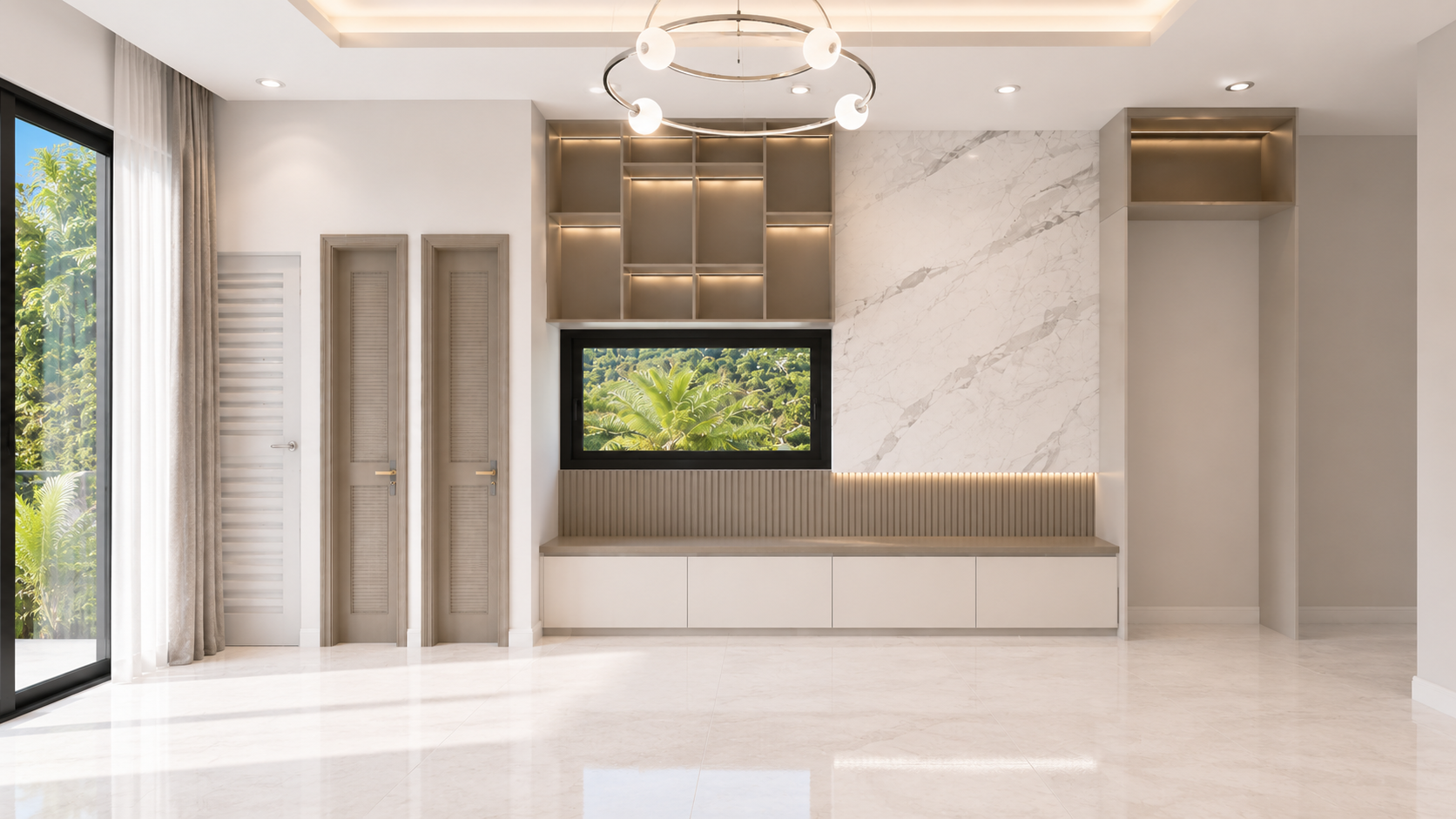 The Summit penthouse living room, unfurnished